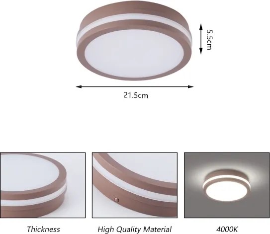 Brilagi - Plafonieră LED de exterior BENE, 18 W, 230 V, Ø 21,5 cm, maro, IP54