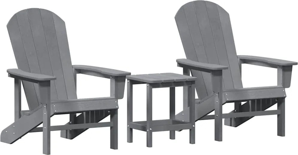 vidaXL Scaun pentru Grădină 3 pcs Gri deschis Polietilenă