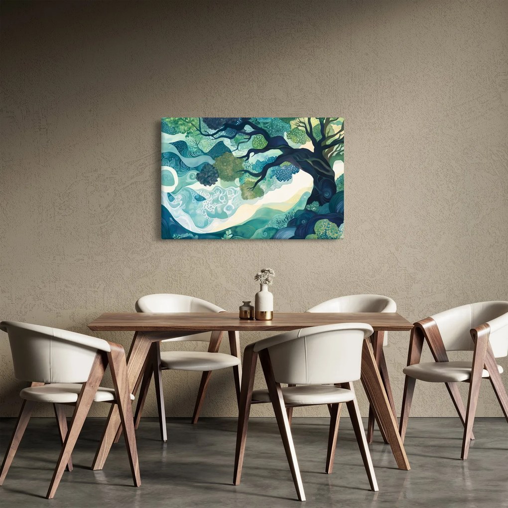Tablou – Coroană verde a arborelui vieții (90x60 cm)