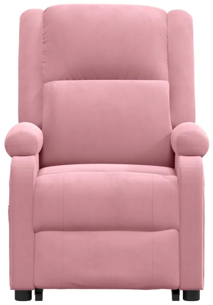 Fotoliu de masaj cu ridicare, roz, catifea 1, Roz