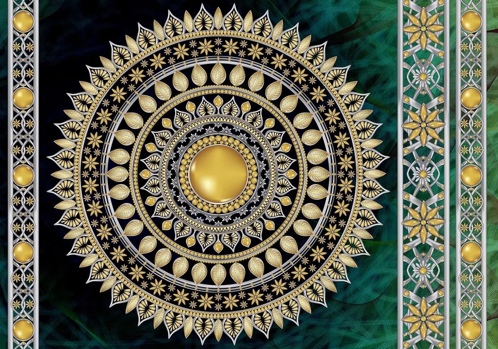 Fototapet - Mandala în verde (254x184 cm)