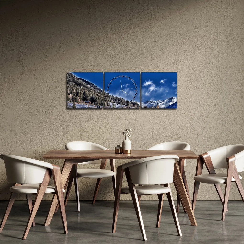 Tablou - Orășel de munte (cu ceas) (90x30 cm)