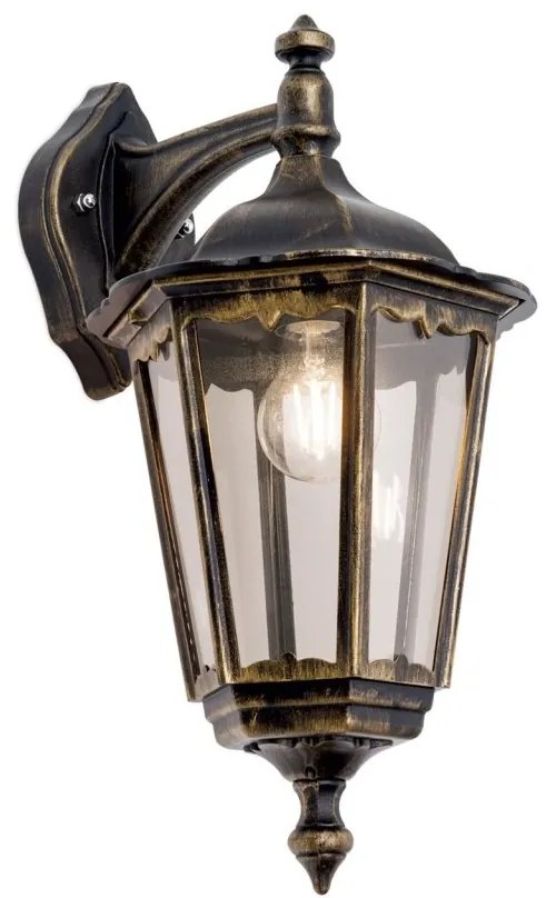 Aplica de perete exterior stil clasic IP43 Puchberg AL 11K/82571 schwarz-gold/rauch OR