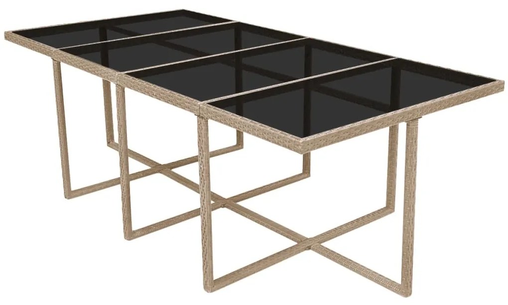 Set mobilier de exterior cu perne, 13 piese, bej, poliratan 13