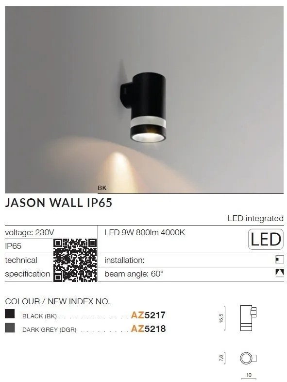 Aplica LED pentru iluminat exterior IP65 JASON DGR