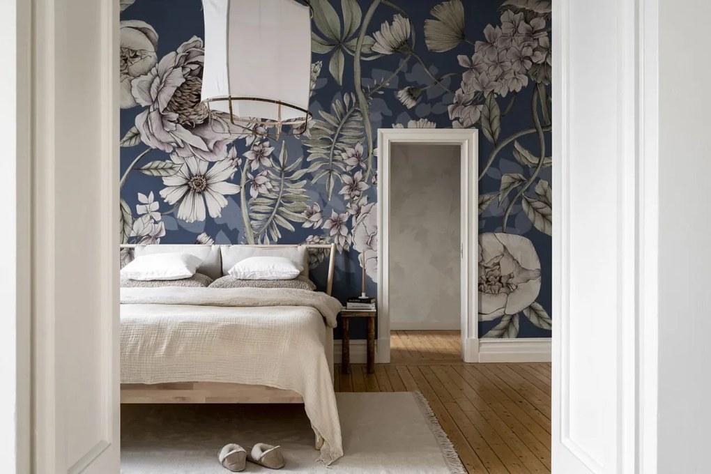 Tapet Spring Flower, Dark blue, Rebel Walls