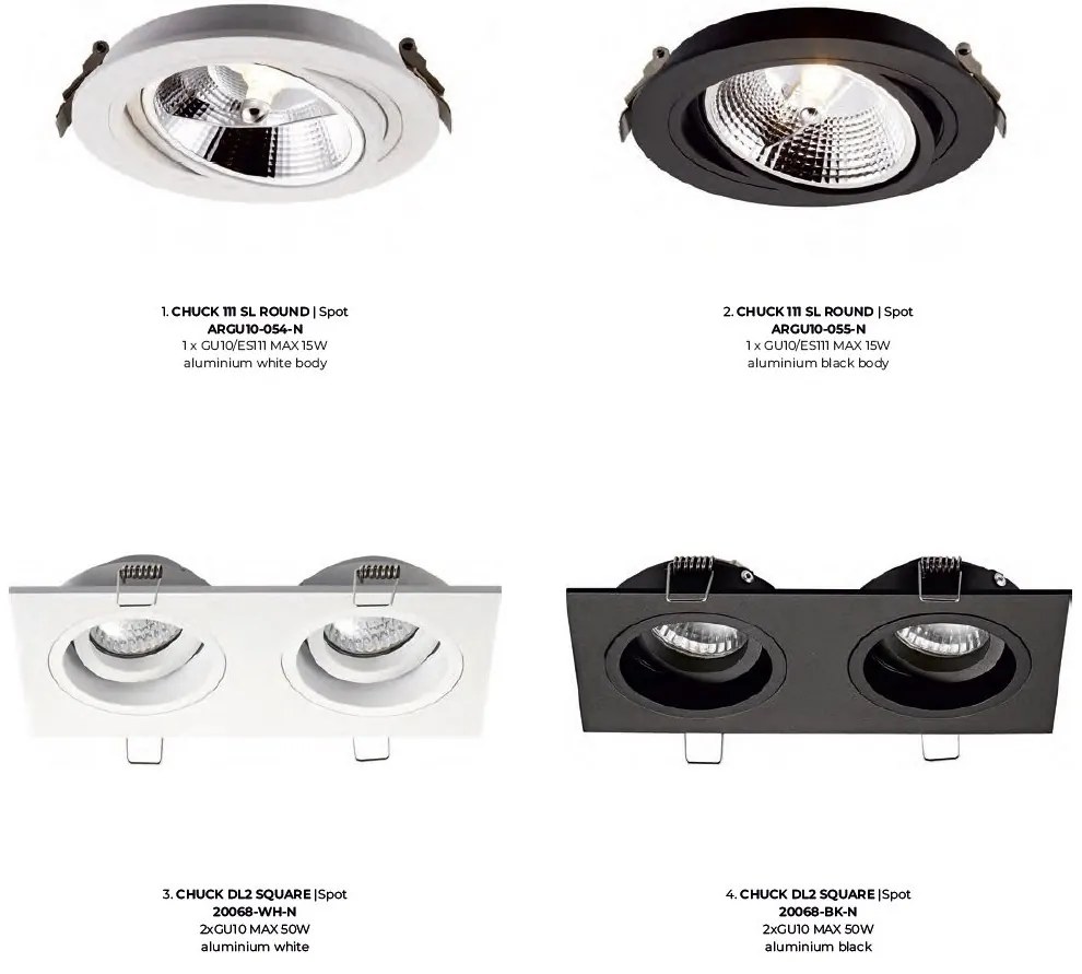 Spot incastrabil tavan fals CHUCK 111 SL ROUND alb