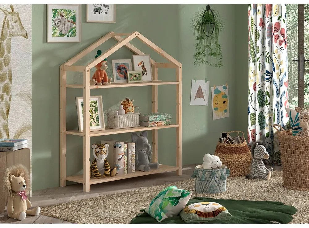 Bibliotecă de copii în culoare naturală din lemn de pin 111x141x40 cm Dallas – Vipack