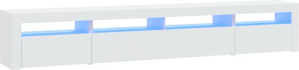 vidaXL Comodă TV cu lumini LED, alb, 240x35x40 cm