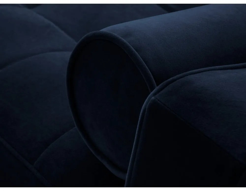 Colțar extensibil din catifea cu șezlong dreapta Milo Casa Santo, albastru