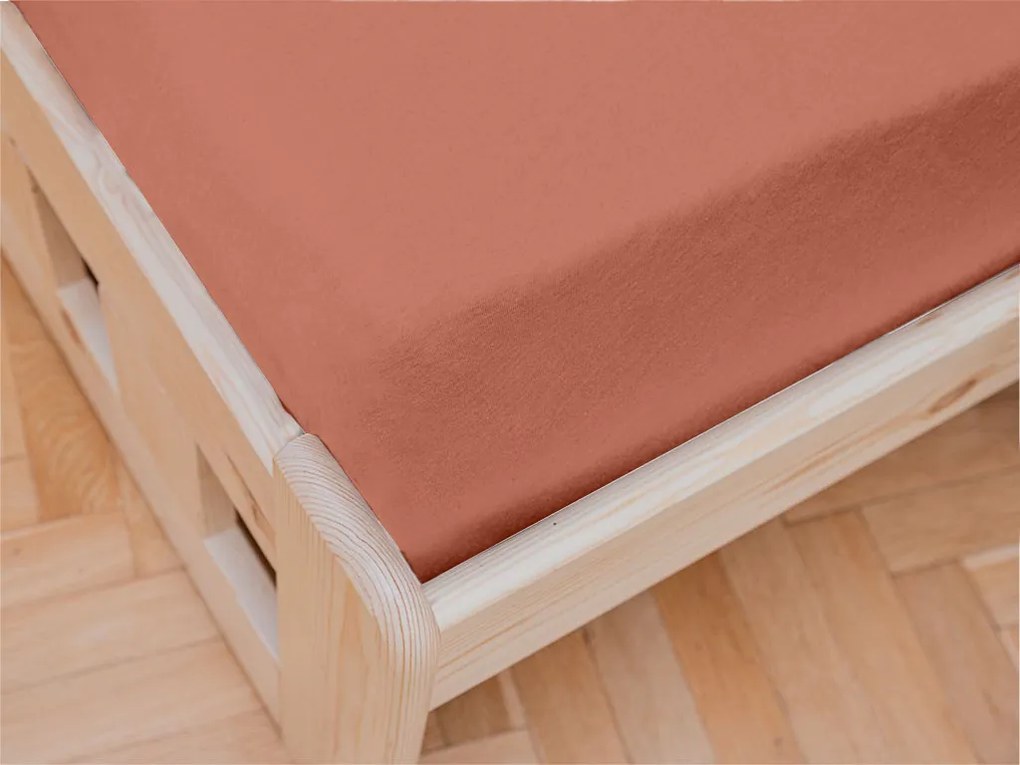 Cearceaf jersey pentru patut copii maro caramiziu, 60 x 120 cm