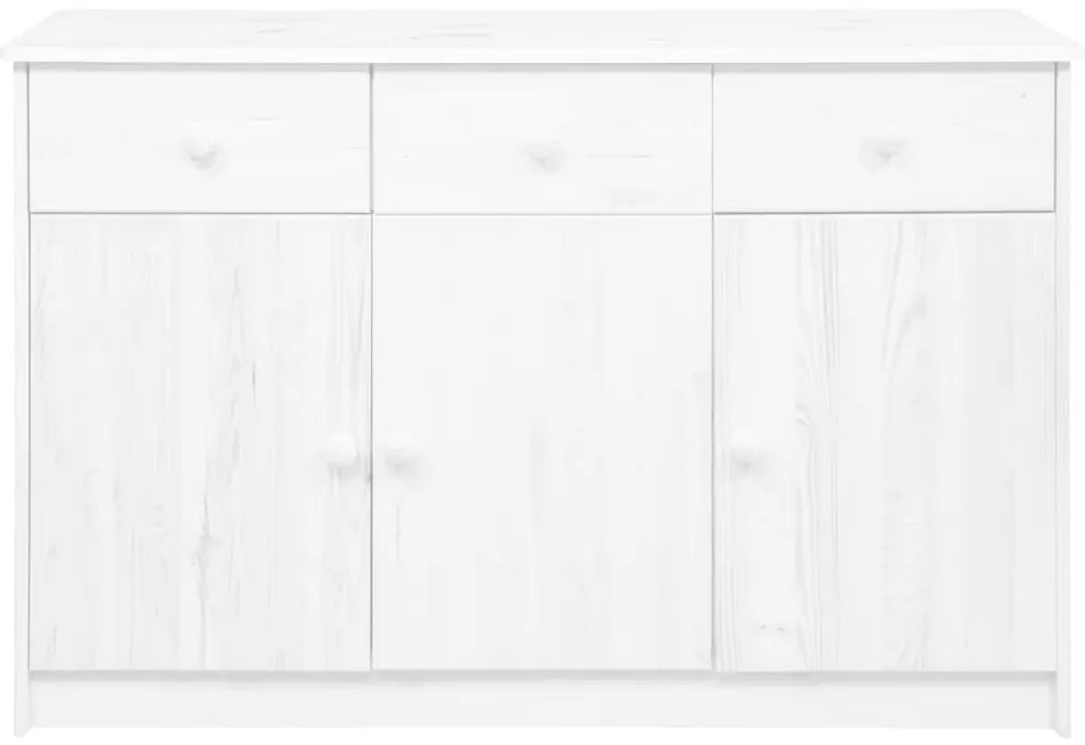 Servanta cu 3 sertare, alb, 113x35x73 cm, lemn masiv pin 1, Alb
