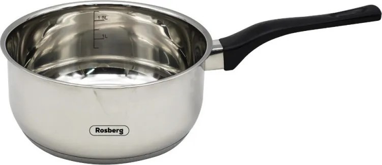 Cratita cu fund dublu Rosberg R51210E12K, 12 cm, Volum 0,6 L, Maner din bachelita, Otel inoxidabil