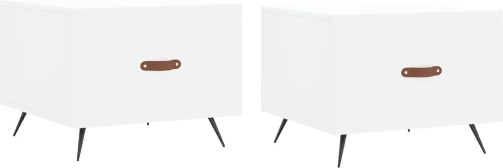 vidaXL Măsuțe de cafea, 2 buc., alb, 50x50x40 cm, lemn compozit