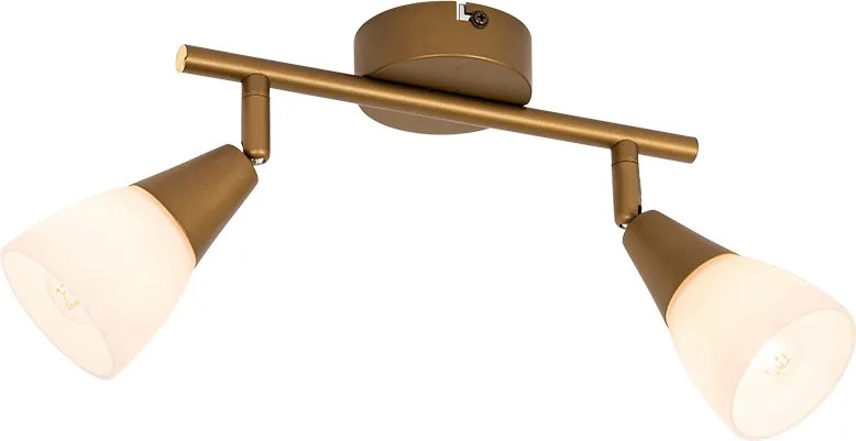 Plafoniera clasică cu spoturi aurie cu sticlă mată cu 2 lumini - Madi