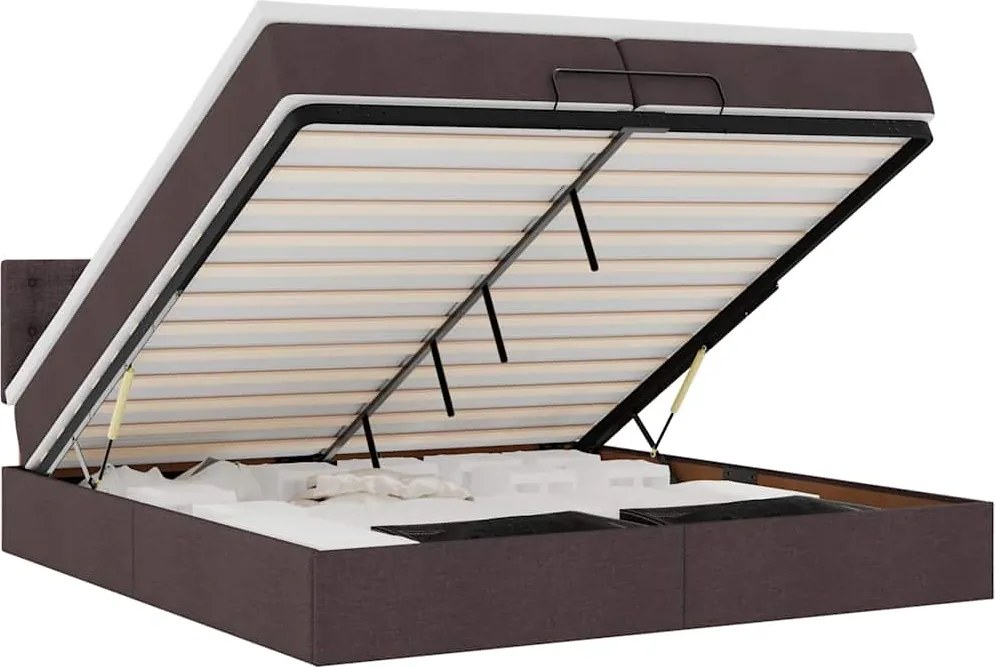 vidaXL Cadru de pat otoman cu saltele țesătură maro închis 200x200cm