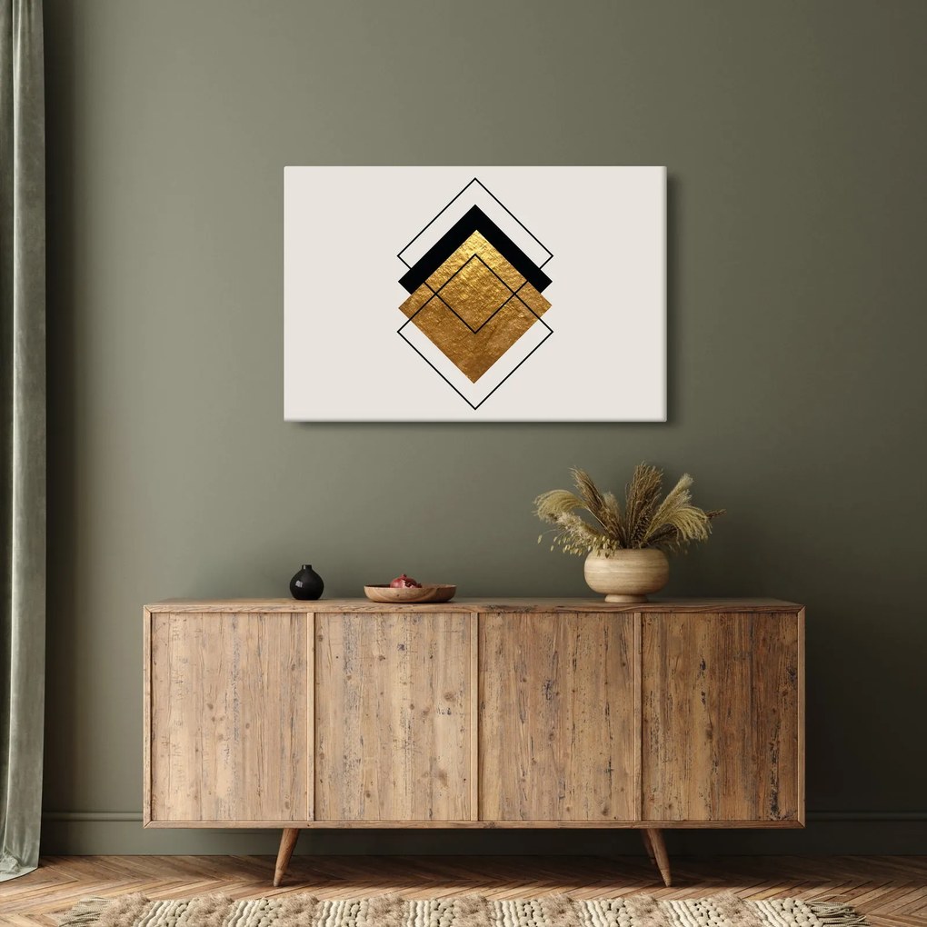 Tablou - Abstracție de aur și alb N⁰1 (90x60 cm)