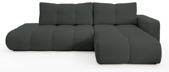 Canapea colțar extensibilă tapițată ALMADA, cu spațiu de depozitare, în L, dreapta, antracit