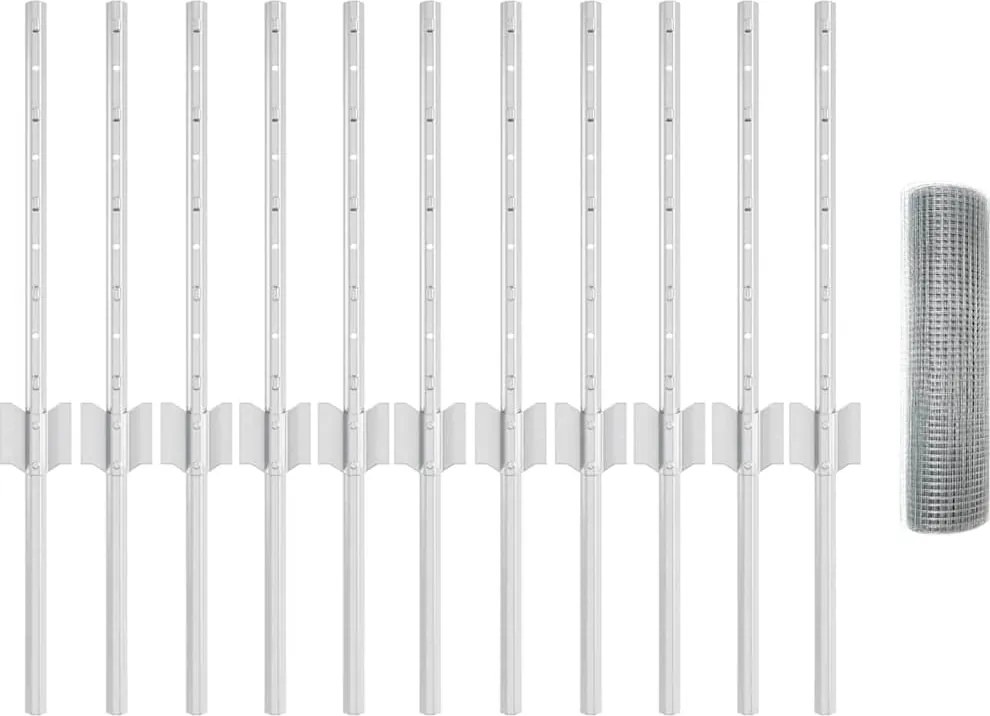 vidaXL Gard cu Stâlp Argintiu 0,4 x 25 m Oțel