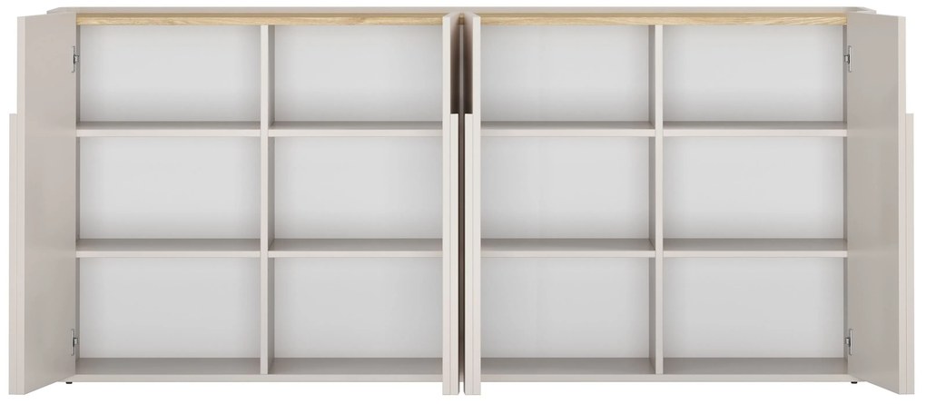 Comodă Amilio 200 cm cu 4 uși - cașmir / stejar uleiat / mânere cașmir
