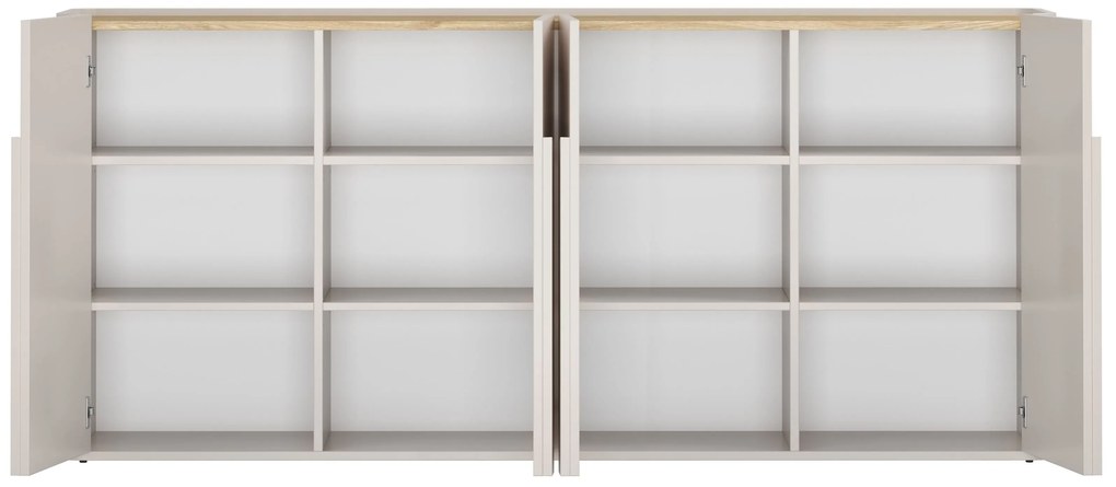 Comodă cu patru uși Amilio 200 cm - cashmere / stejar uleiat / mânere cashmere