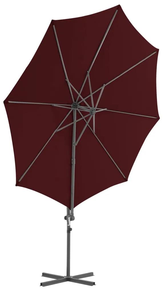 Umbrela in consola cu stalp din otel, rosu bordo, 300 cm Rosu, 300 x 255 cm