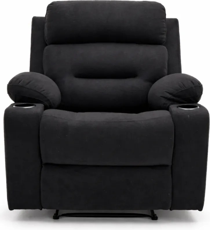 Fotoliu Masaj, Incalzire, Rabatabil, Sezut cu Arcuri Metalice, Suport Picioare extensibil, Chenille, Negru