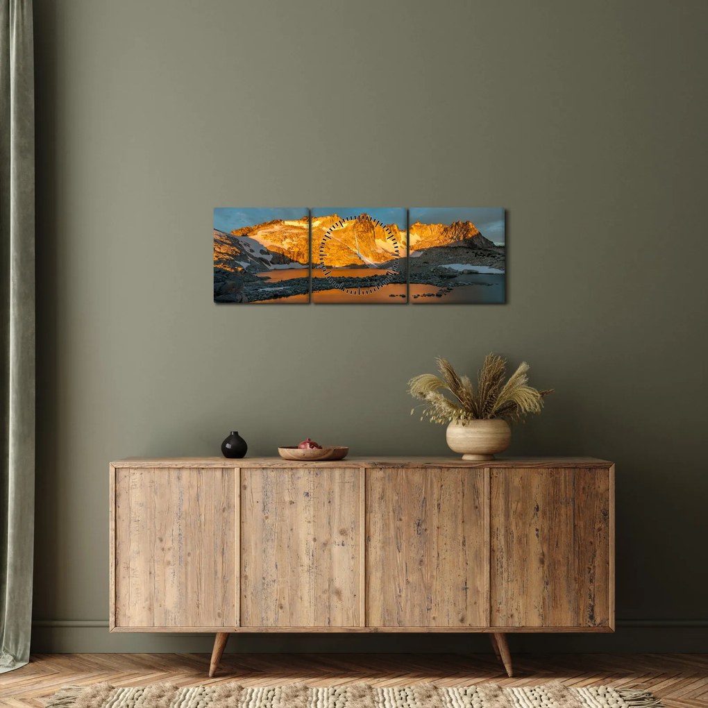 Tablou cu peisaj montan (cu ceas) (90x30 cm)