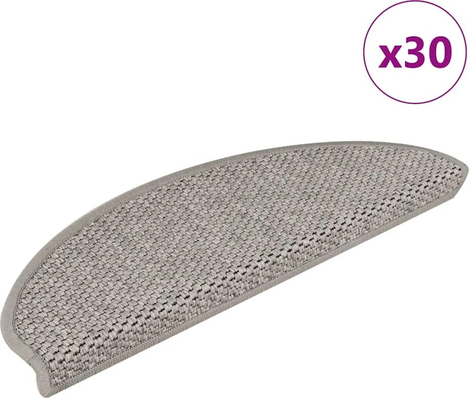 vidaXL Covorașe autoadezive scări, 30 buc., argintiu, 65x21x4cm, sisal