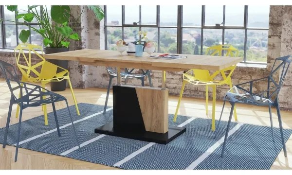 Măsuță de cafea pliabilă cu blat rabatabil NINO stejar/negru