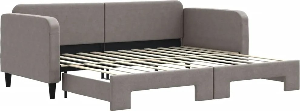 vidaXL Pat de zi cu extensie, gri taupe, 90x200 cm, textil