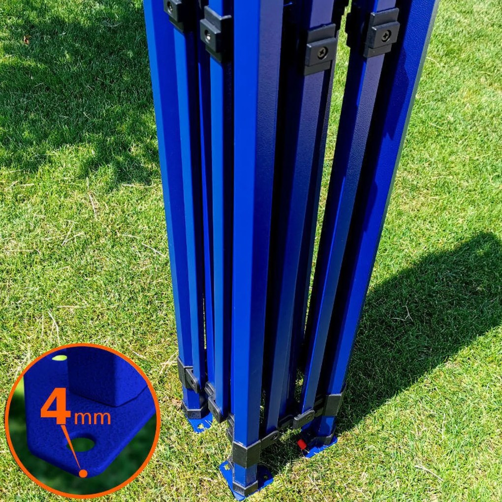 Pavilion 3x3 m, cadru din oțel cu 3 pereți: cort de lucru pentru meșteșugari - cu 3 pereți - Roșu