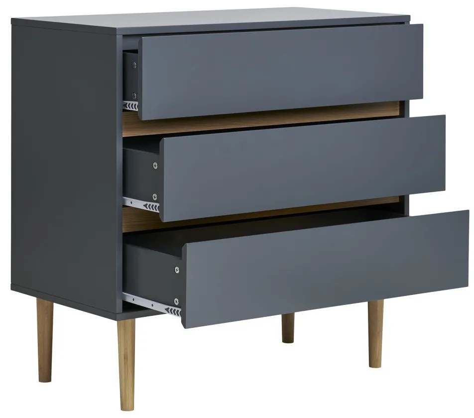 Sideboard Bisley cu 3 sertare, lemn vopsit, gri închis 80x40x80 cm