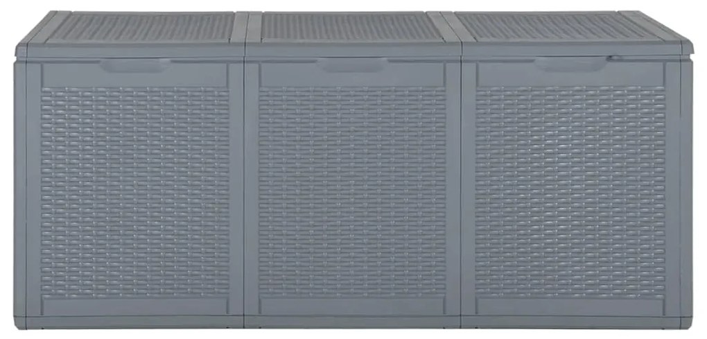 364061 vidaXL Cutie de depozitare pentru grădină, gri, 270 L, PP ratan