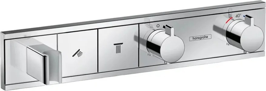 Baterie dus incastrata Hansgrohe RainSelect termostatata crom cu 2 functii cu porter