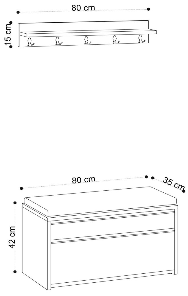 Mobilier hol Aliex 26 (alb + negru). 1089013