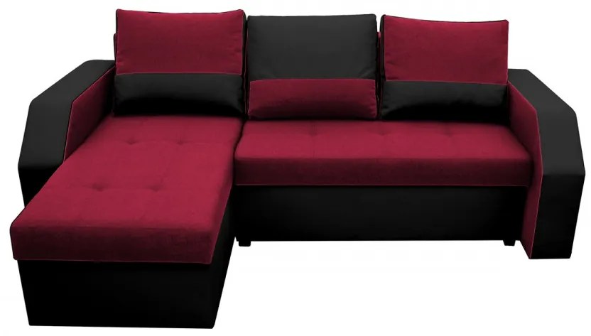 Coltar extensibil Madrid, 226x145x79 cm, 2 lazi depozitare, Reversibil, Rosu/Negru