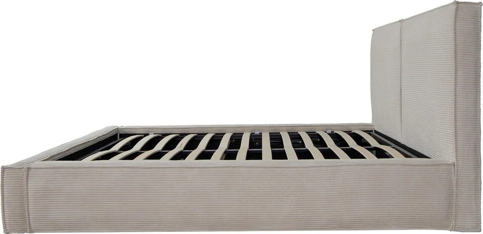 Pat tapitat Austin, 180x200 cm, somiera rabatabila, spatiu depozitare, bej