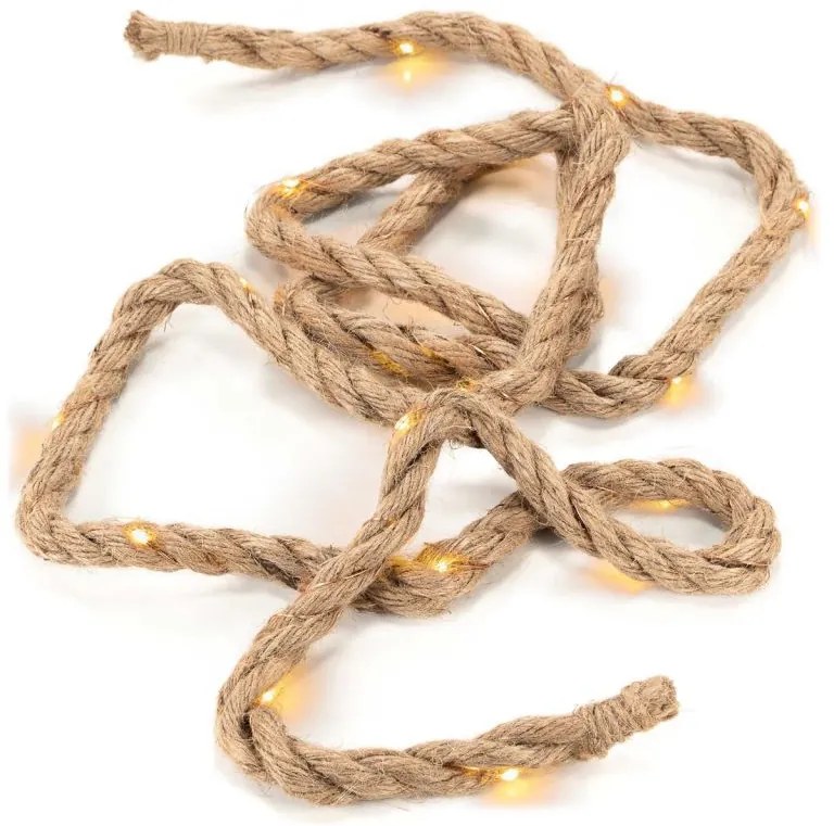 Coardă decorativă cu lumină LED, 25 LED-uri, alb cald