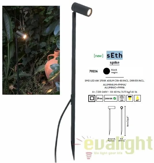 Tarus, proiector cu iluminat LED exterior IP44, SETH 70226
