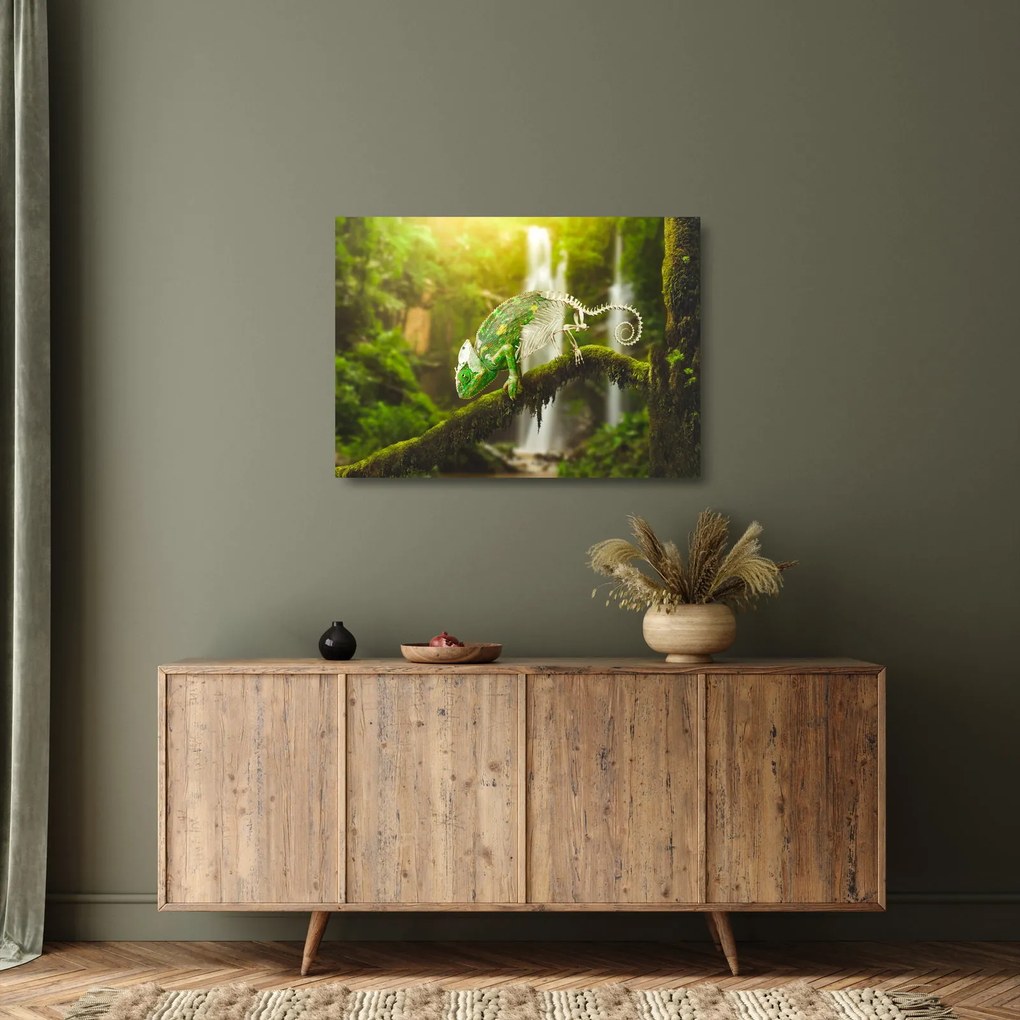 Tablou pe sticlă - cameleon (70x50 cm)