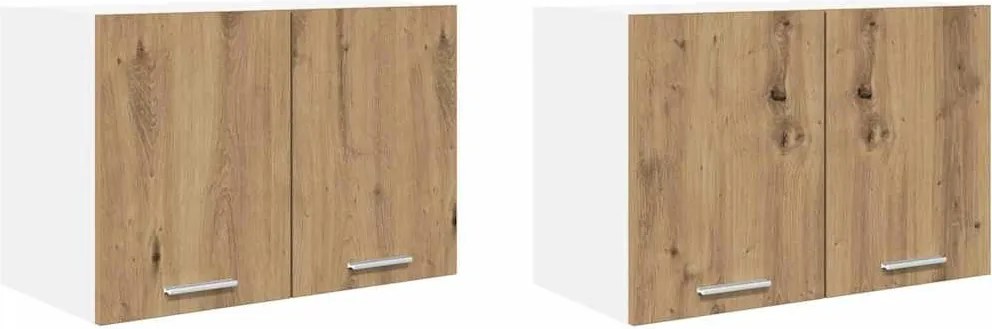 vidaXL Dulap suspendat 2 pcs Stejar Artisan și Alb 60 x 31 x 40 cm