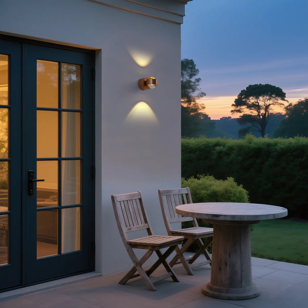 Lampă de perete de design bronz închis incl. LED IP44 - Lens