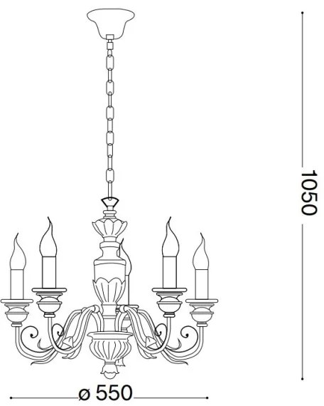 Lustră pe lanț Ideal Lux FIRENZE 5xE14/40W/230V d. 55 cm alb/auriu