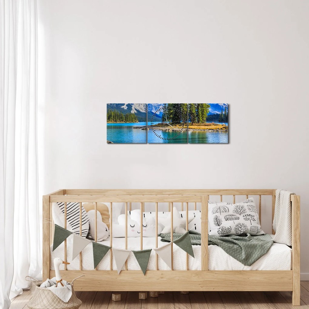 Tablou - Peisaj montan cu râu (cu ceas) (90x30 cm)