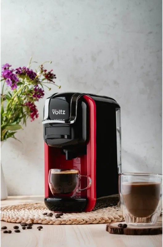 La mâna a doua: Espressor cafea macinata si capsule 8в1 Oliver Voltz OV51171B5, 1450W, 19 bar, Negru/Rosu