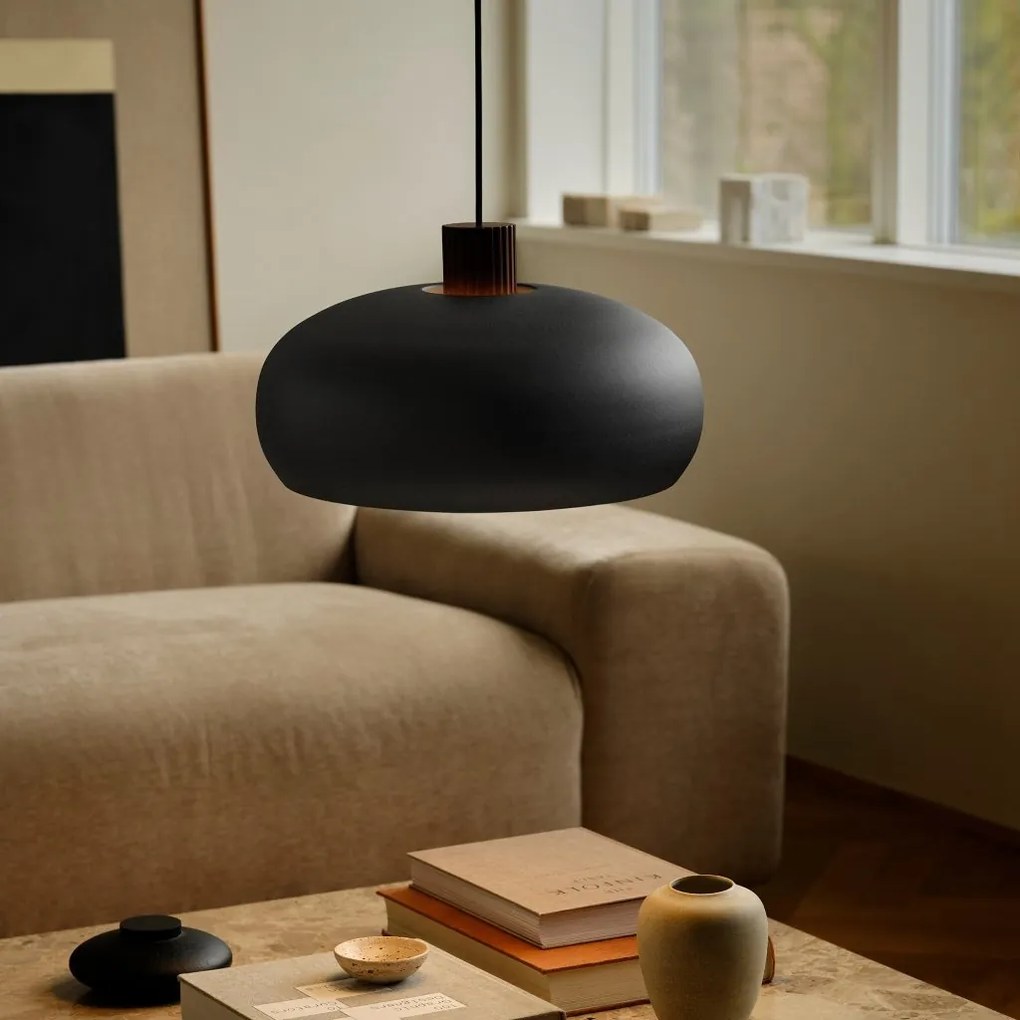 Lustra, Pendul Design Nordic Minimalist, Lemn, Metal, Aurelio negru