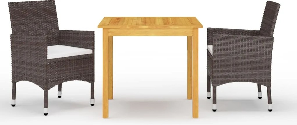 vidaXL Set mobilier de grădină cu perne, 3 piese, maro