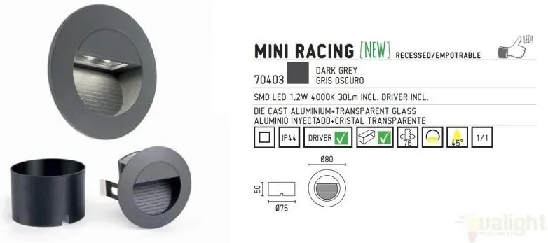 Corp exterior incastrabil LED IP44 Mini Racing 70403