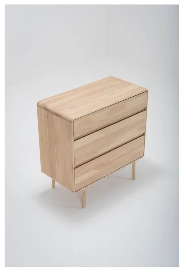 Comodă din lemn masiv de stejar cu 3 sertare Gazzda Fawn